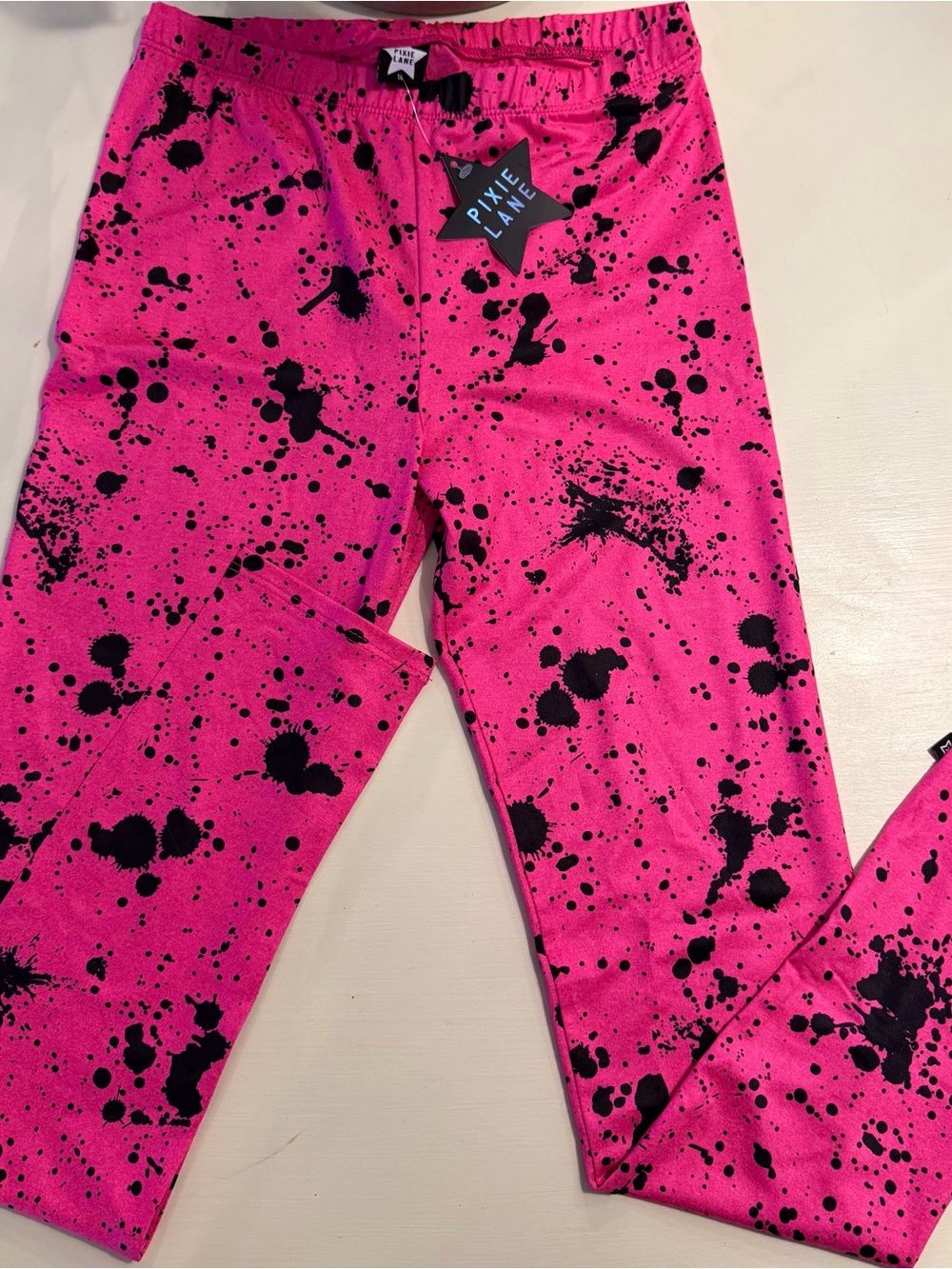 NWT Pixielane hot pink black splatter leggings - size 14